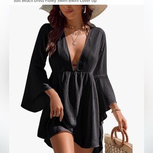Black Swimsuit Coverup by Blooming Jelly